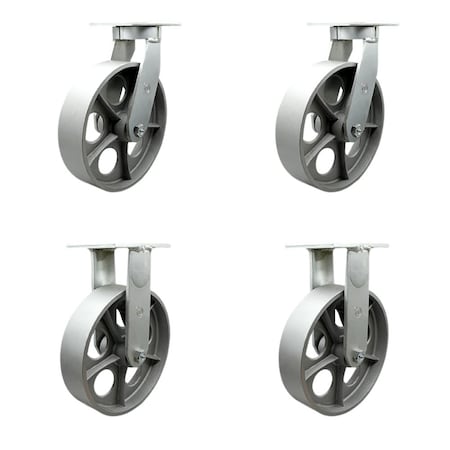 Service Caster 12'' Heavy Duty Semi Steel Cast Iron Wheel Caster Set 2 Swivel 2 Rigid, 4PK CRAN-SCC-KP92S1230-SSR-2-R-2